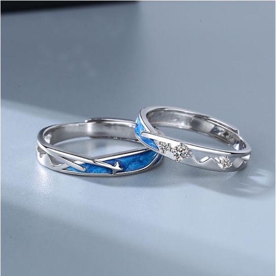 [KD] Cincin Couple Berlian Meteor Hujan Pria Dan Wanita Hadiah Liburan Ring