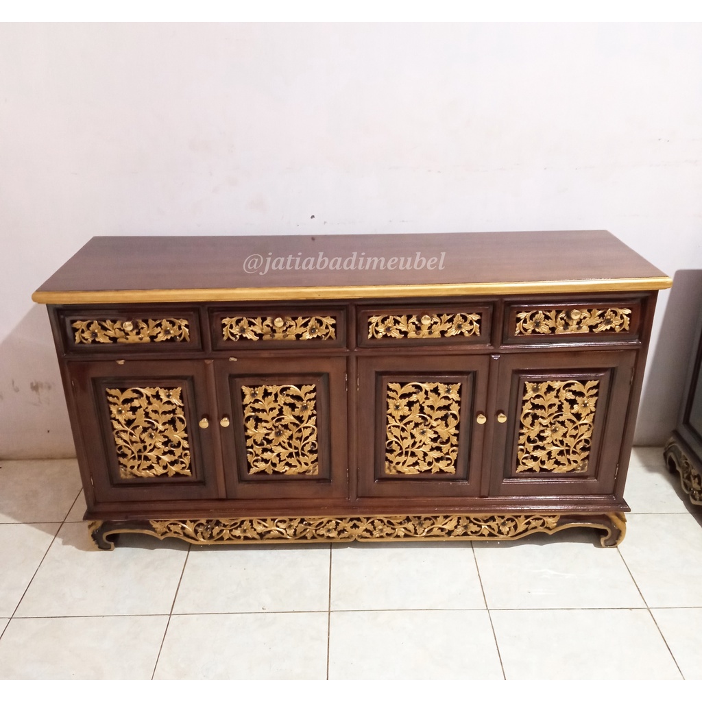 Bufet Buffet Jati Meja Tv Ukir Palembang Kayu Jati - Sideboard