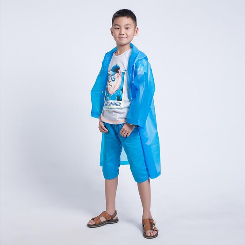 Jas Hujan Anak Waterproof Bahan EVA Tebal /Kids Raincoat Jas Hujan Fashion Anak Trendy Jas Hujan Mantel Korea + Hoodie Semi Transparan Anti Air /jas hujan Musim Ujan Untuk Motor Anti Basah / Children Raincoat Lightweight Unisex Reusable Laki Laki Perempua