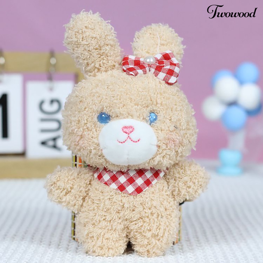 Twowood Rabbit Keychain Multiguna Realistis Tiga Dimensi Berbulu Hadiah Liburan Super Lembut Indah Kartun Kelinci Boneka Mewah Mainan Kunci Liontin Untuk Anak