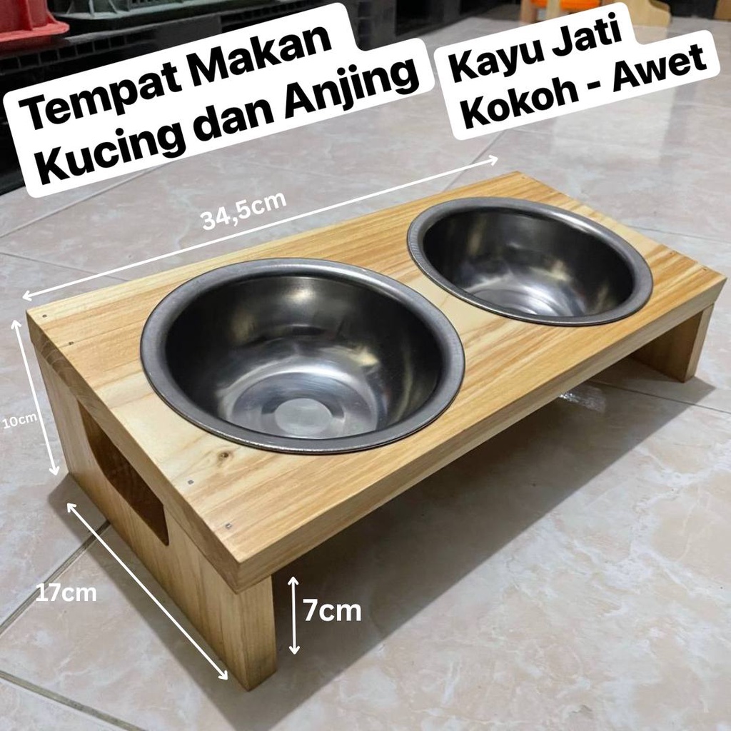 Jual Pet Bowl wooden cat food stand KOTAK TEMPAT MAKAN DAN MINUM KUCING DAN ANJING BAHAN