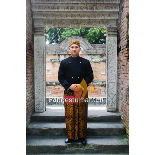 [SB7] Set Beskap Solo Hitam + Jarik Instan +Blangkon Solo