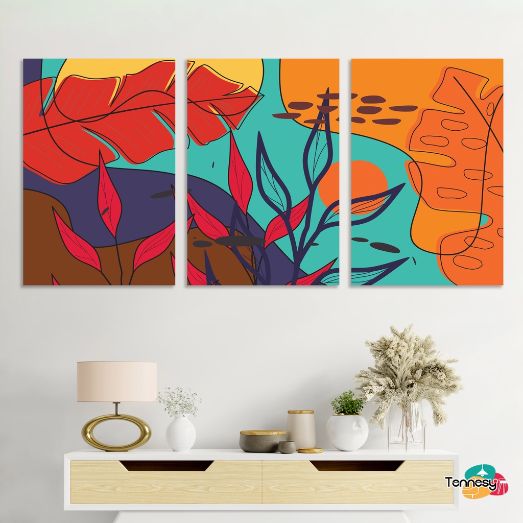 TENNESY HIASAN DINDING ABSTRAK TROPICAL 60x30CM WALL DECOR PAJANGAN KAYU POSTER DEKORASI DINDING DAPUR KAMAR TIDUR RUMAH