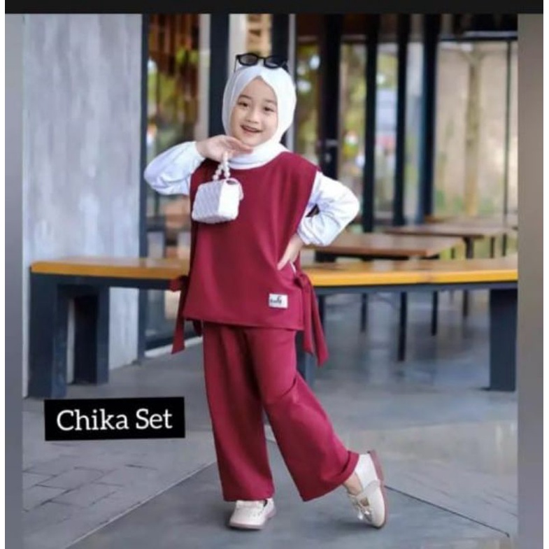 Stelan Baju Muslim Anak/ Chika Set Muslim anak/ Stelan Chika Set dan Dress anak /Dres Anak /Daster A