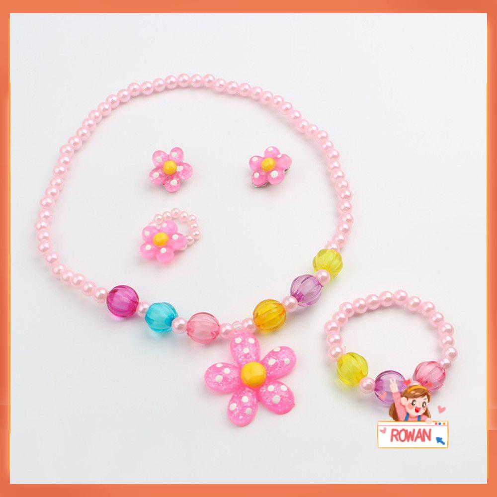 R-flower 5Pcs Set Perhiasan Gelang Bunga Mutiara Artificial Lucu