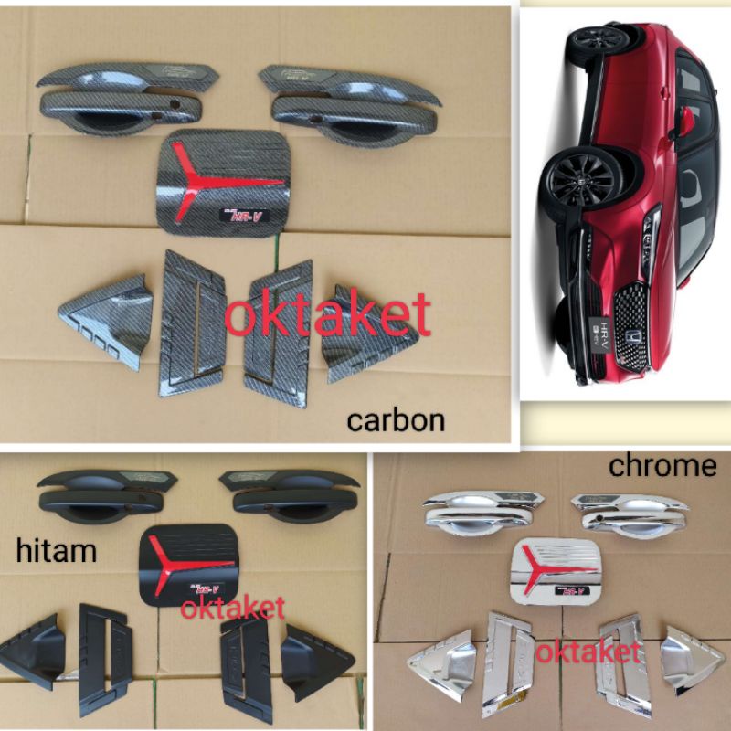 paket outer handle tank cover depan belakang Honda HRV 2022 2023 hitam chrome carbon glossy