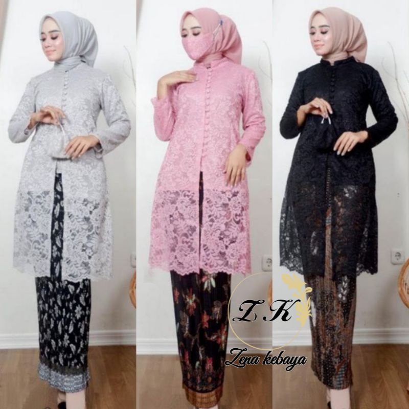 SET KEBAYA TUNIK KANCING BRUKAT KEBAYA MODERN