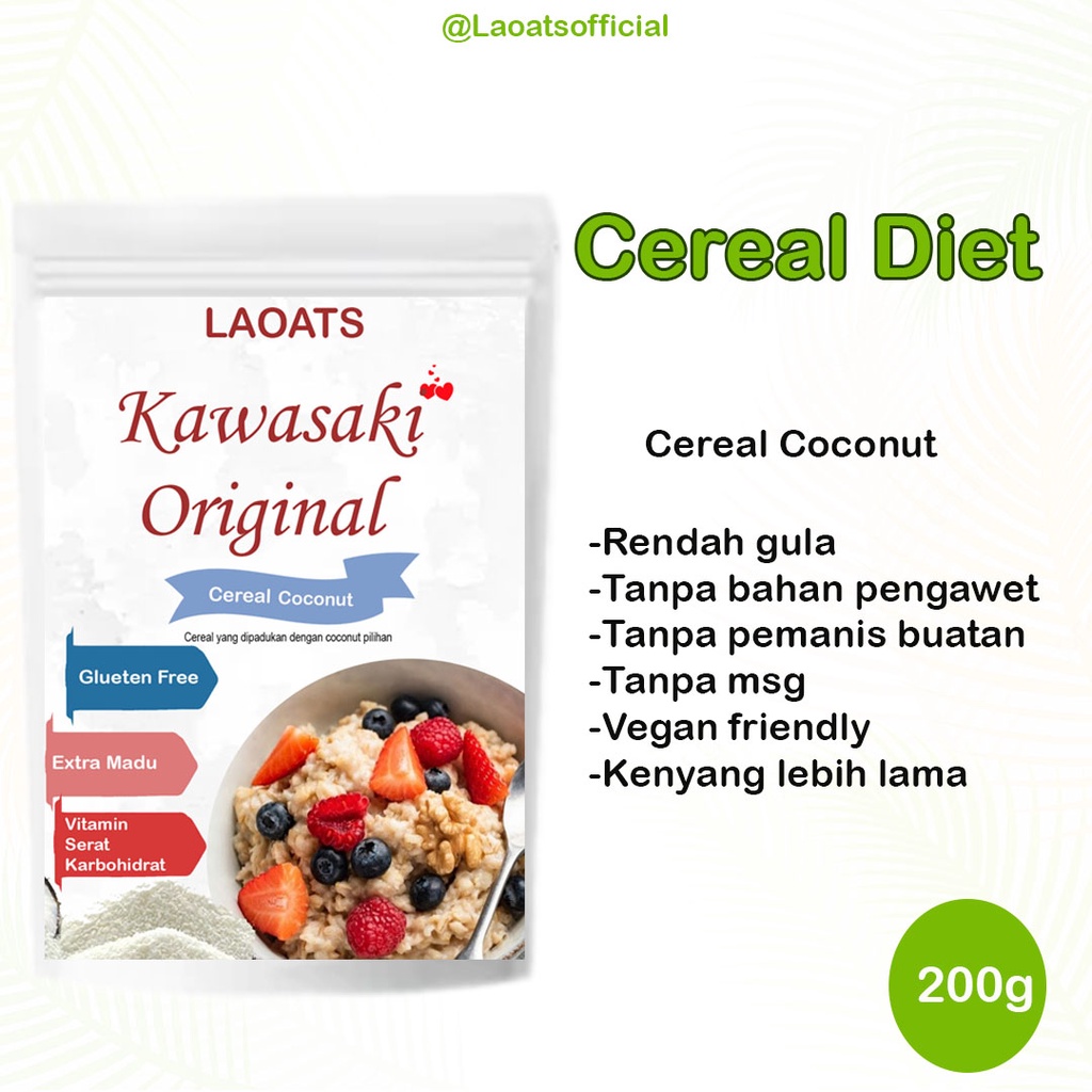 

Sereal Diet Pelangsing Penurun Berat Badan Rolled Oat Almond Milk Chia Seed Oatmeal Rendah Gula Coconut Kawasaki Original Laoats (200g)