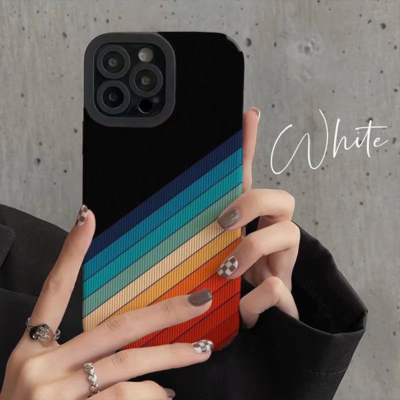 Cocok Untuk Pelangi Hitam Cocok Untuk iPhone13promax Apple 11casing Telepon12All-Inclusive 8plus Influencer x