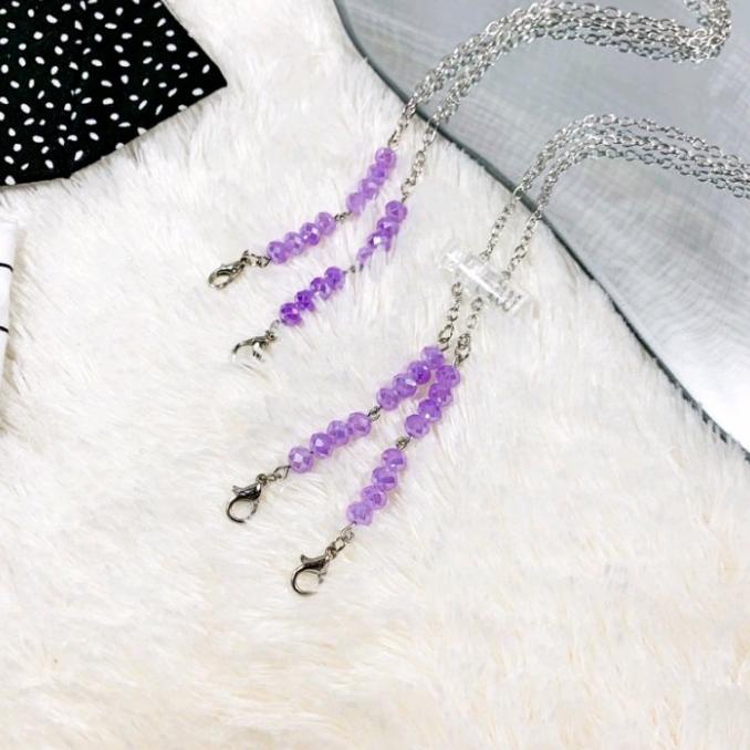 Crystal warna lilac / Tali Masker / Kalung Masker hijab t-triaabrand Murah
