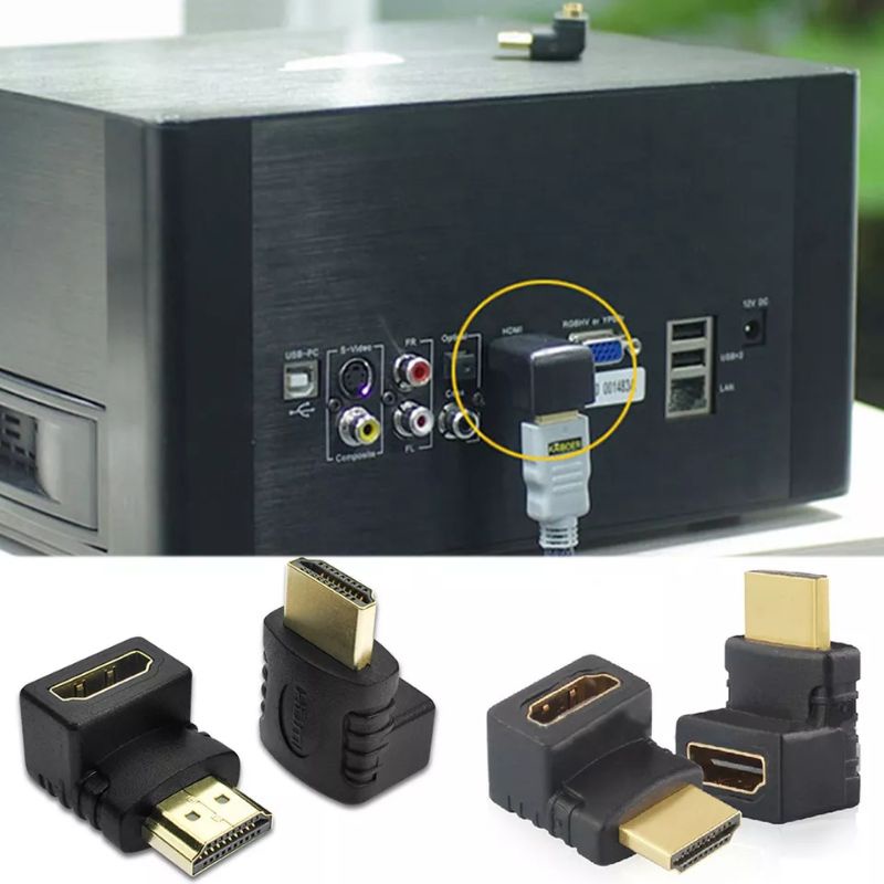 HDMI SIKU L Male to Female konektor Adaptor HDMI to HDMI Penghubung TV