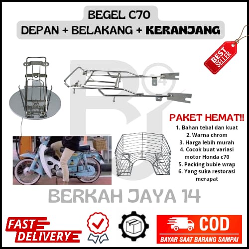 VARIASI MOTOR HONDA C70 KERANJANG TENGAH + BEGEL JEPRET DEPAN + BELAKANG HARGA MURAH BARANG BERKUALITAS PROMO PRODUK TERLARIS