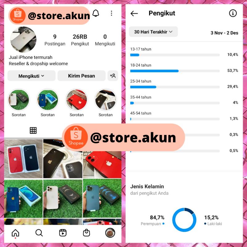 JUAL AKUN IG EX OLSHOP HP 26K FOLLOWERS