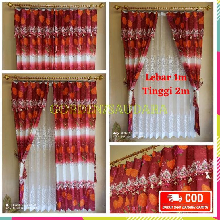Tirai Jendela Murah Gorden Pintu Motif Bunga Korden Cendela Minimalis Poni2021 ▫ TTE.22De22ѕ