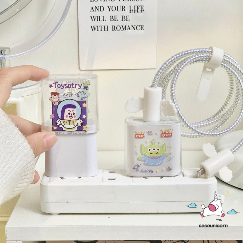 Casing Kompatibel Untuk Apple 18 /20W Adaptor Charger Case Kabel USB Spring Line Wrap Protector Data Line Cord Atur Lilitan Kawat Ikat Pola Kartun Lucu Lembut TPU Cover