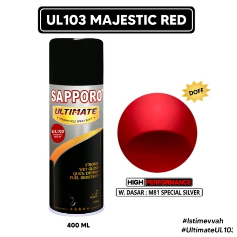 Saporo Sapporo Ultimate UL103 Majestic Red 400ml Merah Majestik Doff Dop Cat Semprot Spray Paint Mot