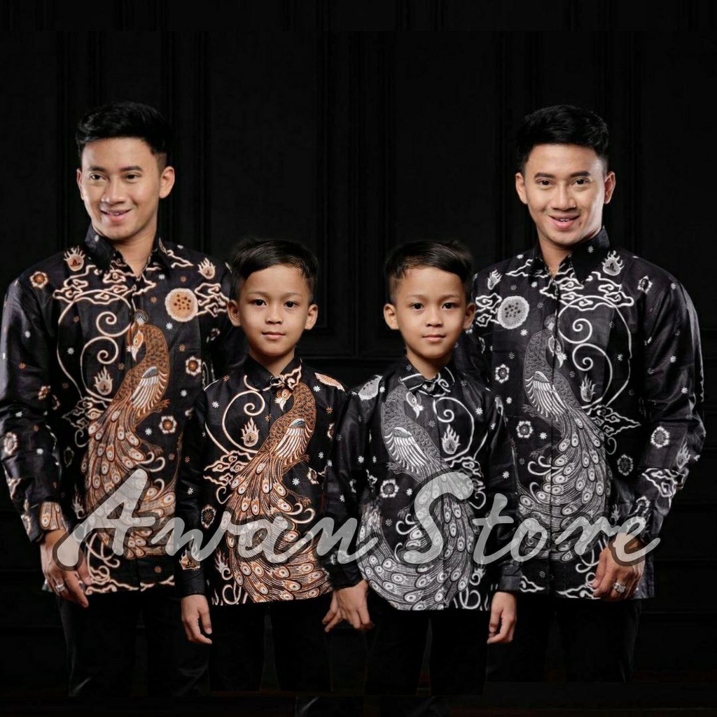 TERBARU Couple sweet || couple batik ayah dan anak cowok BATIK HITAM Batik Merak Hitam Batik 2023