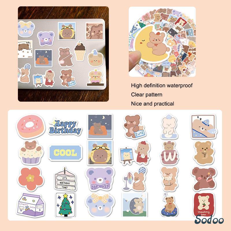 

102Pcs Stiker Graffiti Kartun Beruang Lucu Anti Air Untuk Dekorasi Kopersepeda DIY Stationary - SO