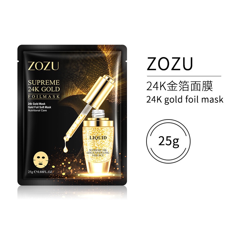 ZOZU-24K Gold Foil Mask  | Sheet Mask Emas | Masker Wajah Emas | Moisturizing Mask | Bisa COD - MURAH