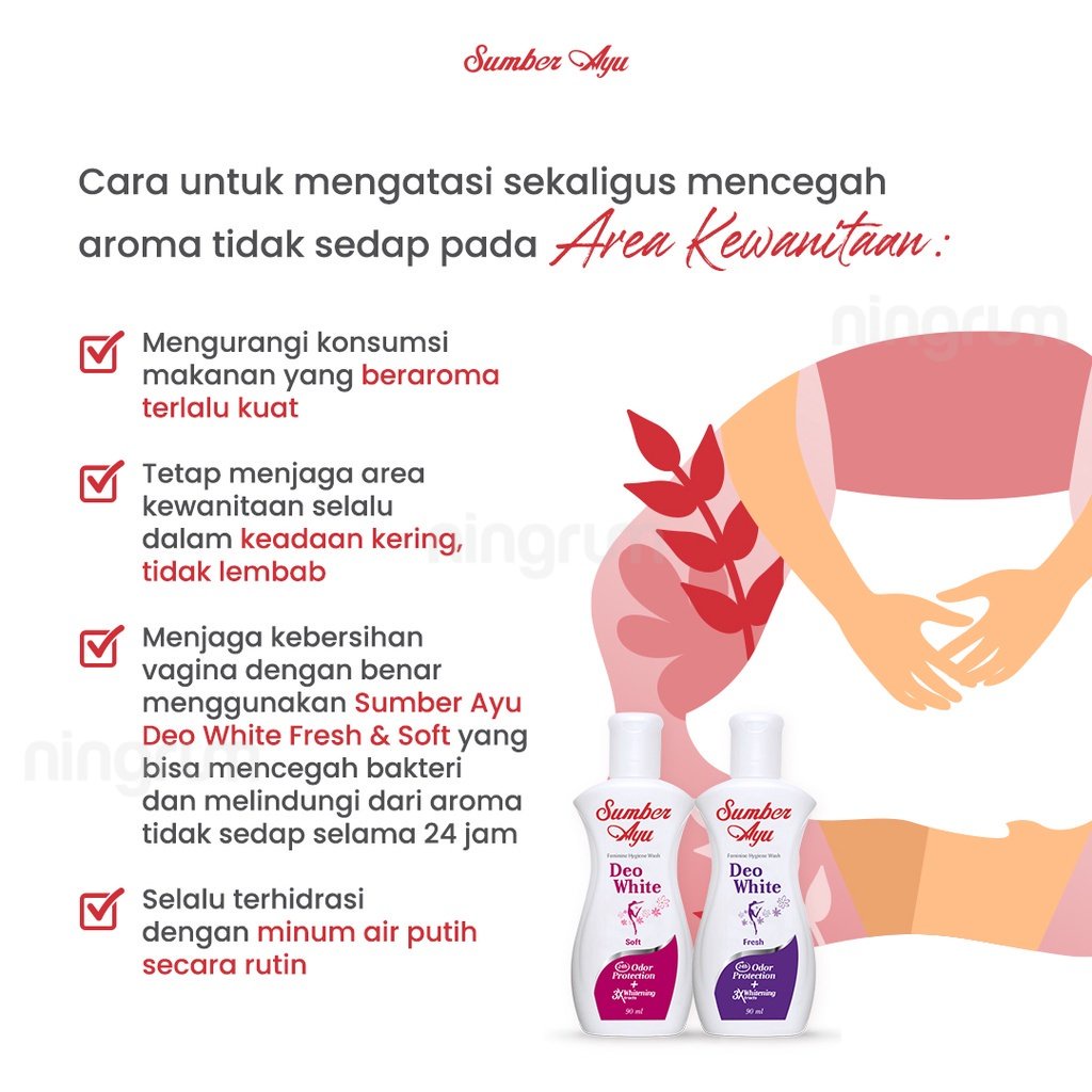 Ningrum - Sumber Ayu Feminine Wash Deo White Fresh &amp; Soft 50ml 90ml | Pembersih Kewanitaan 3X Whitening Extra Original BPOM - 7407