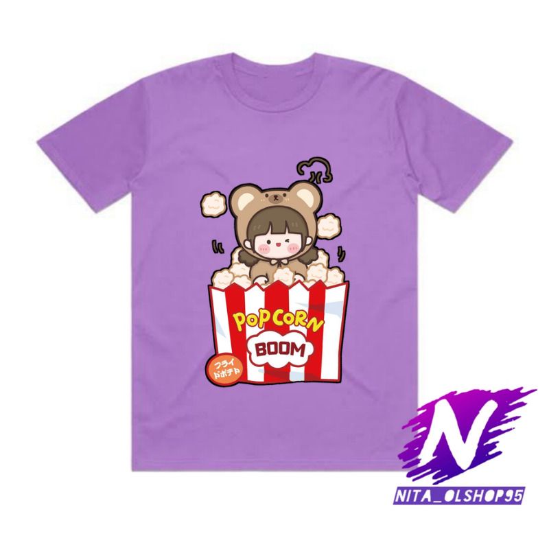 popcorn baju anak kaos anak animasi pop corn lucu