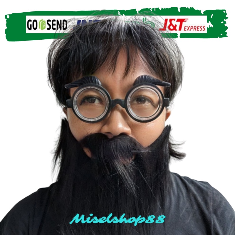 Jenggot palsu dengan kacamata nerd janggut fake beard