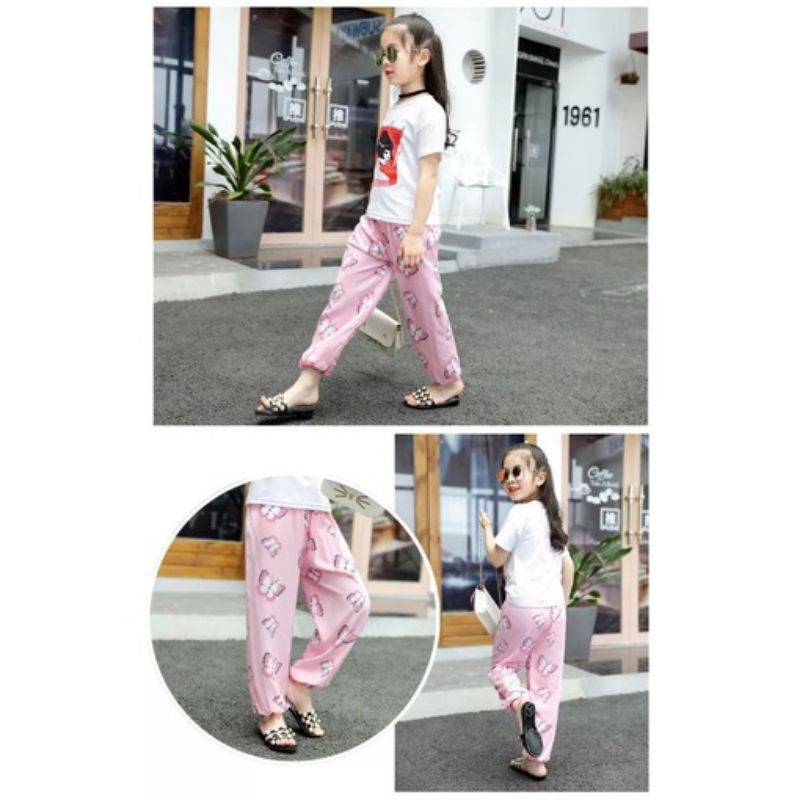 celana Jogger anak perempuan motif bunga 2-10 tahun