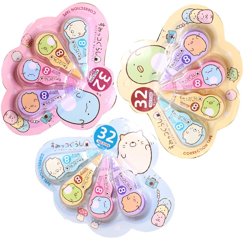 4pcs /Set Kawaii Sumikko Gurashi White Out Corrector Corrector Corrector Tape Promosi Hadiah Alat Tulis Sekolah Kantor Supply Hadiah