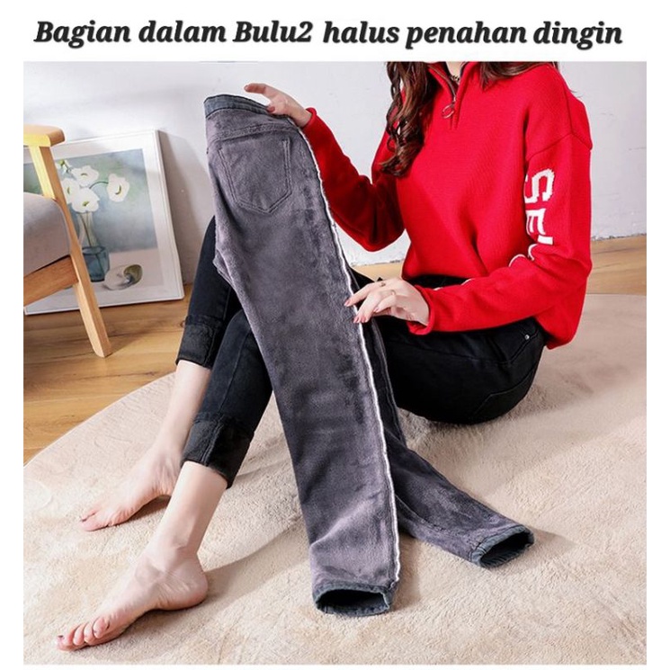 Celana Musim Dingin Jeans Wanita / Long John Jeans Pants 003