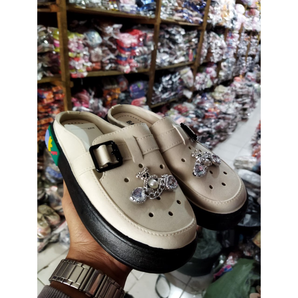 Sepatu sandal wanita karet jelly variasi hiasan Balance 039-3L (30-41) Sandal wanita korean style import