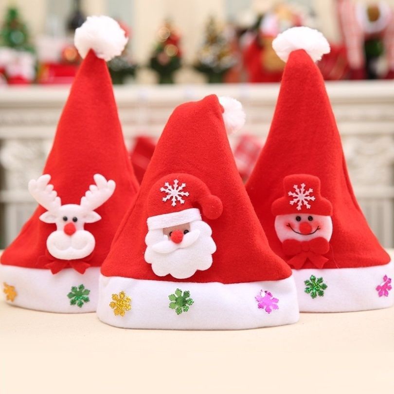 Topi Natal Santa Topi Santa Motif Random untuk anak/remaja Merry Christmast