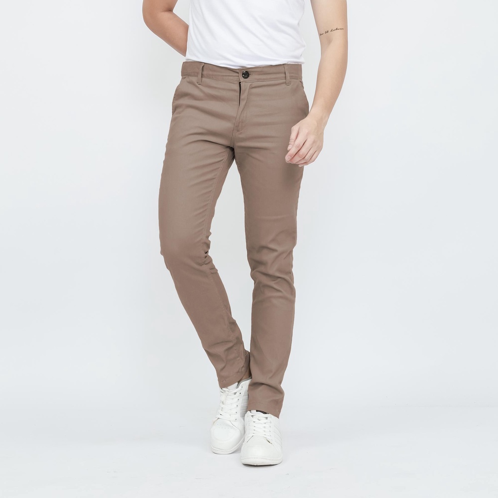 CELANA CHINO PANJANG PRIA SLIMFIT STRETCH BY BROGUY - MOCCA