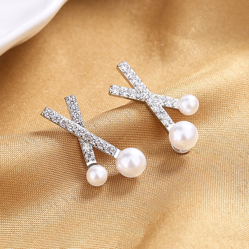 Fancyqube Anting Mutiara Asli Natural Mutiara Air Tawar925Sikatan Sterling Silver Earrings Mutiara Perhiasan Untuk Wemon Hadiah Pernikahan