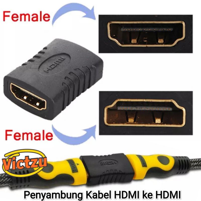 Adaptor Konektor Penyambung Kabel HDMI ke HDMI Female to Female Penghubung HDMI