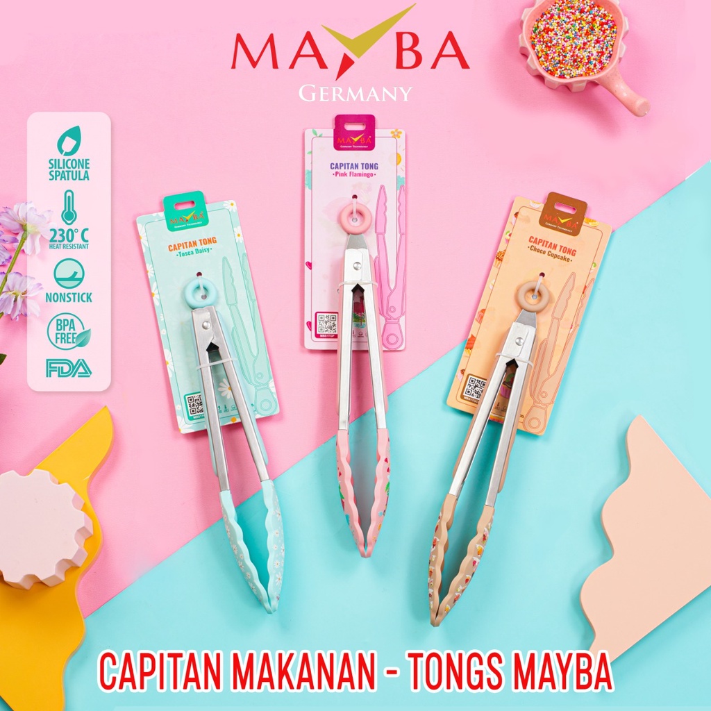 TONGS MAYBA Spatula Capitan makanan silicone MOTIF TOSCA DAISY,Pink Flamingo,CHOCO CUP CAKES