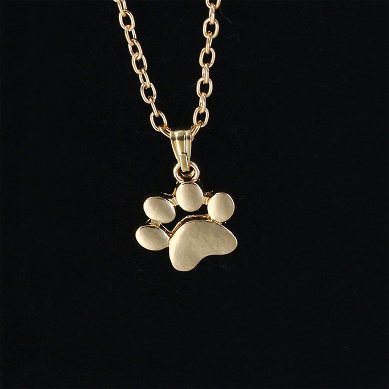 Fashion Lucu Hewan Peliharaan Anjing Jejak Kaki Anjing Paw Rantai Liontin Kalung Kalung &amp; Liontin Perhiasan Wanita Sweater Necklace