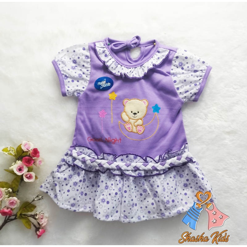 [L-014] Baju Bayi Perempuan/ Dress Bayi Perempuan Planet Kids cantik motif lucu 3-6 bln