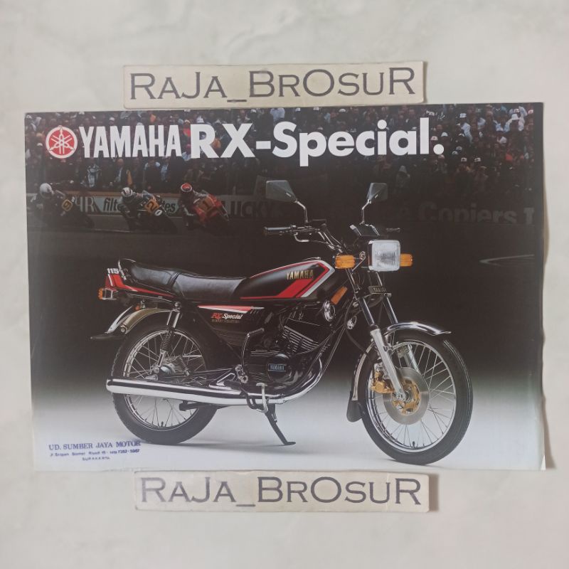 Poster brosur katalog flyer jadul lawas Yamaha RXS RX S/RX Special 5speed 2tak 2T hitam grafik merah