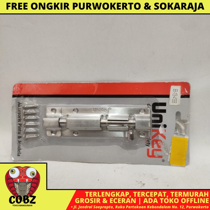 4 INCH / UNIKEY GRENDEL SLOT KUNCI PINTU JENDELA STAINLESS BULAT