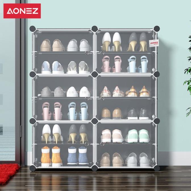 Aonez Rak Sepatu Anti Debu 2 Kolom 6 Layer Tebal Shoe Rack Portable paling dicari