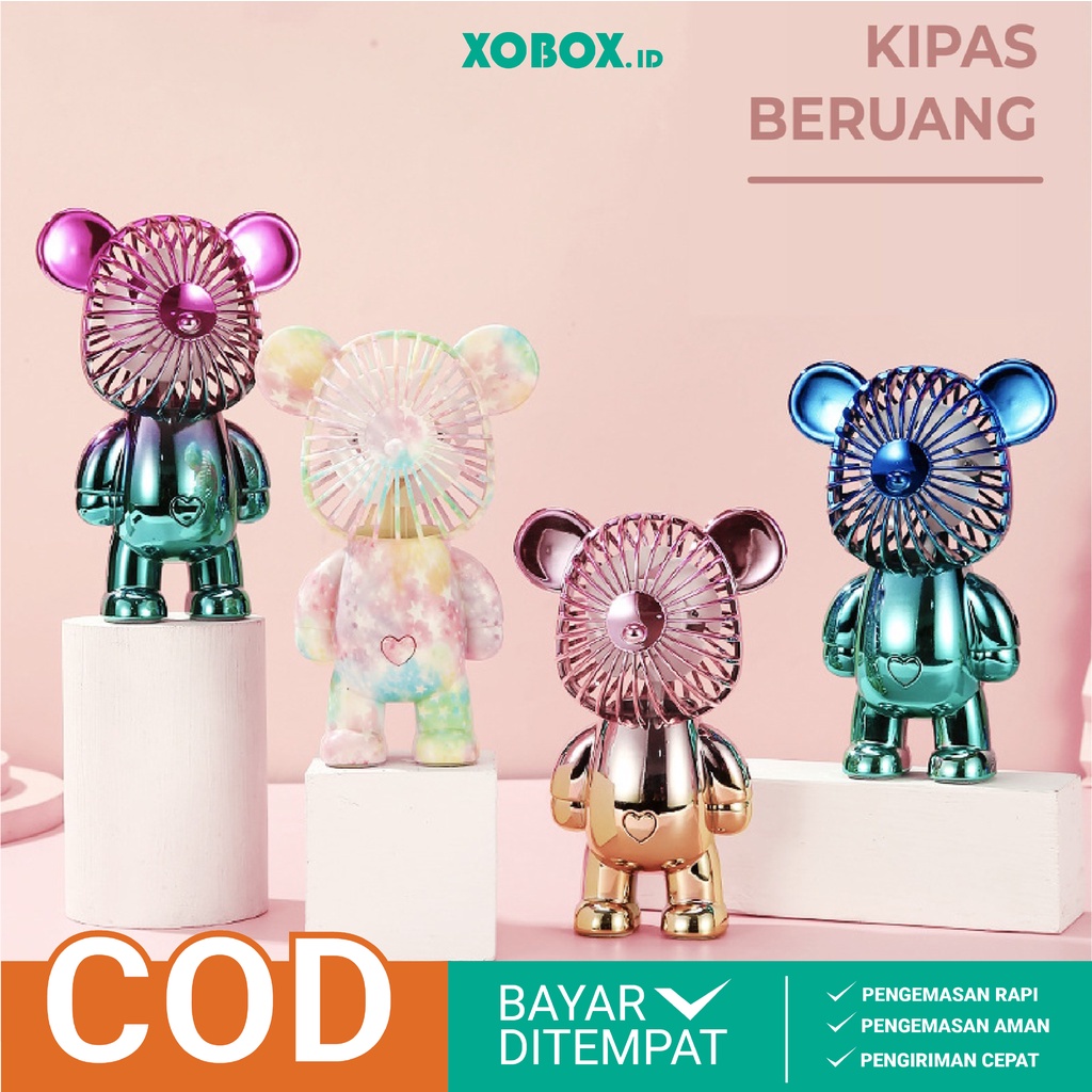 Kipas Angin Teddy BEAR Gradasi VIRAL Mini Portable USB Charger Imut Lucu Terbaru Kipas Angin Genggam Fan Speed HM024 - XOBOX