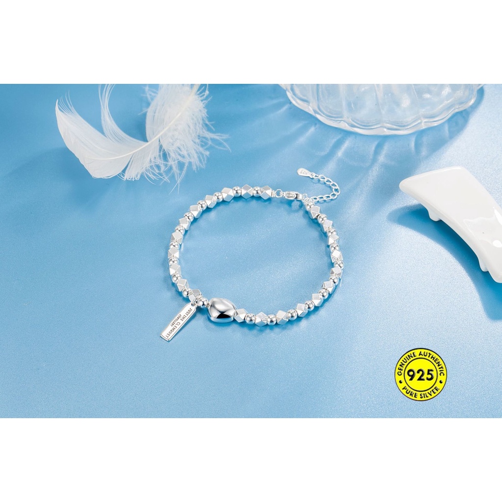 Sliver Beads Gelang Huruf Manik-Manik Potongan Kecil Dari Perak Doudou Tag Gaya Dingin Gelang U1495