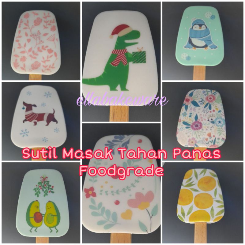 Sendok Salad Silikon tahan panas Silikon spatula MOTIF