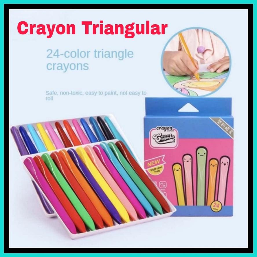 

NA - TRIANGULAR CRAYON NON TOXIC ISI 24PCS - CRAYON WATERPROOF TERLARISS...,,,,,