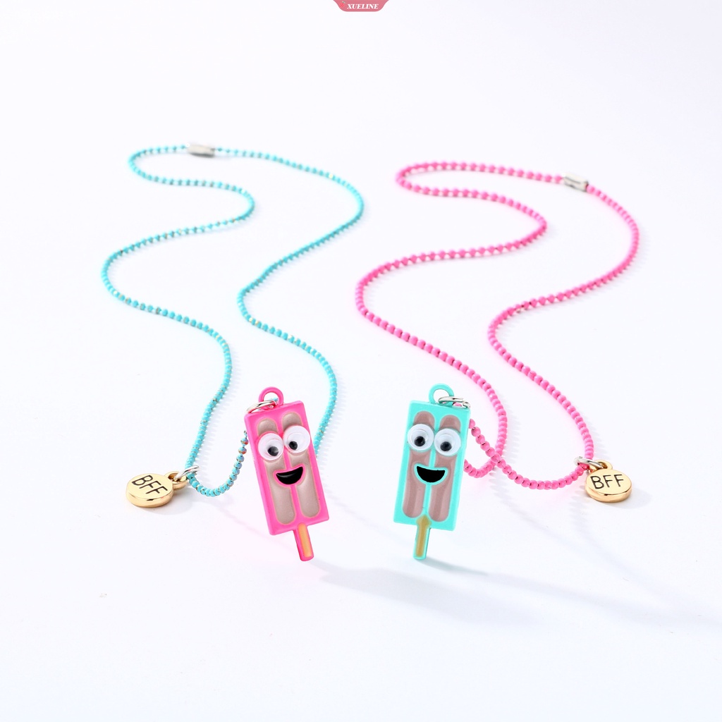 Fashion Kartun Makanan Es Krim Makanan Liontin Kalung Logam Sahabat Selamanya Bff Wanita Perhiasan Hadiah Untuk Gadis Anak [ZXL]