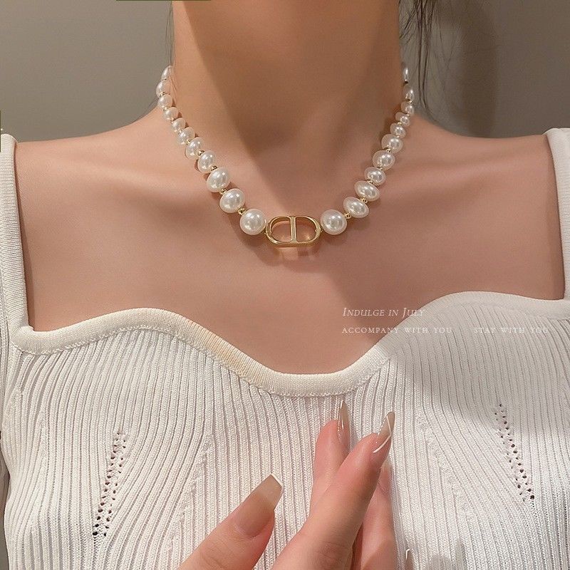 Korea Mutiara Tulip Kalung Untuk Wanita Cinta Hati Fishtail Liontin Necklace Jewelry Y2K Aksesoris