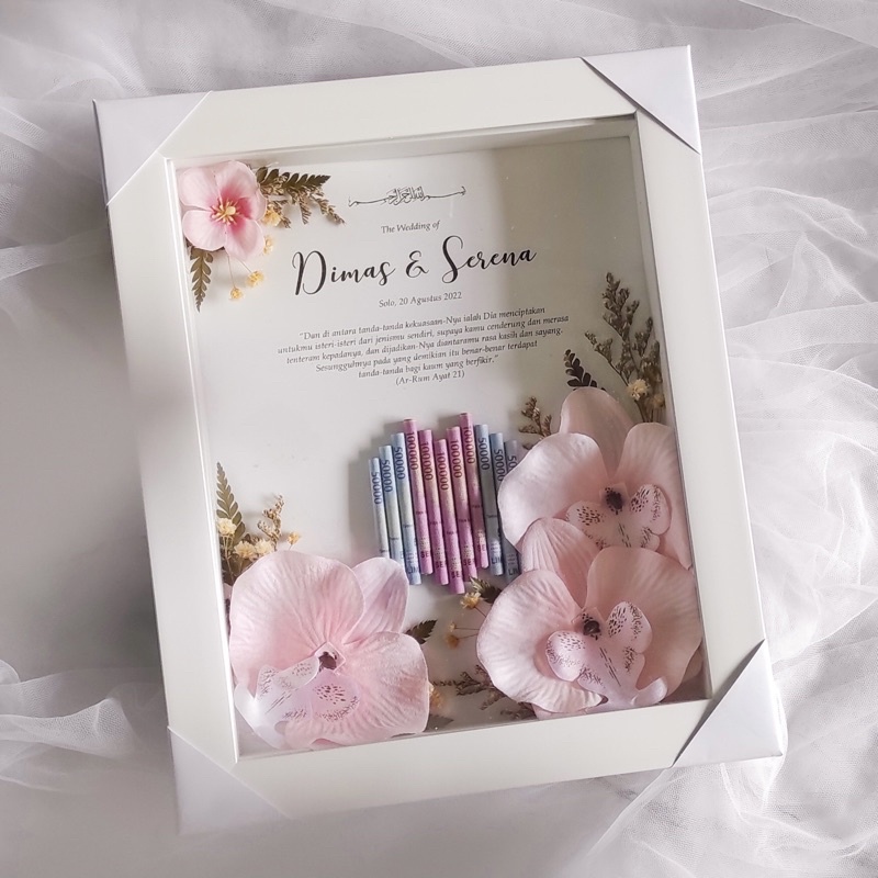 Mahar Simple Frame 3D Uang Emas - Kado Gift - 20x25cm - Lite 1