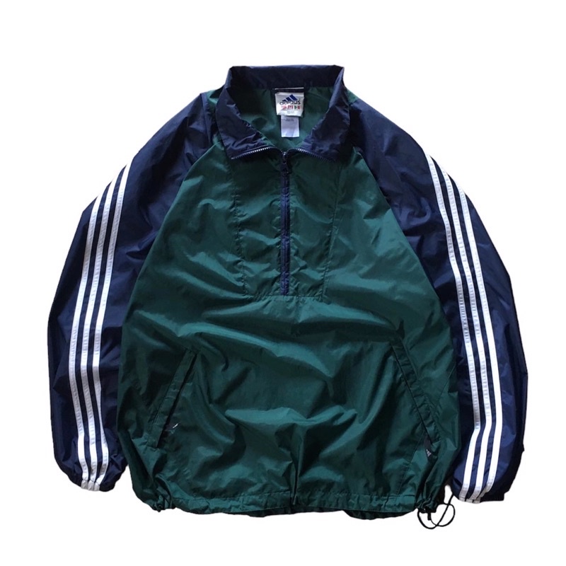Vintage Colorblock Adidas Half Zip Windbreaker Jaket Coat 90s Pullover Green Blue second