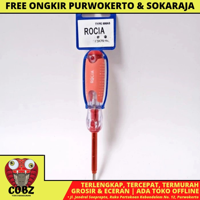 6 IN / ROCIA 886A5 Obeng Tespen Listrik Plus-Minus Pcs