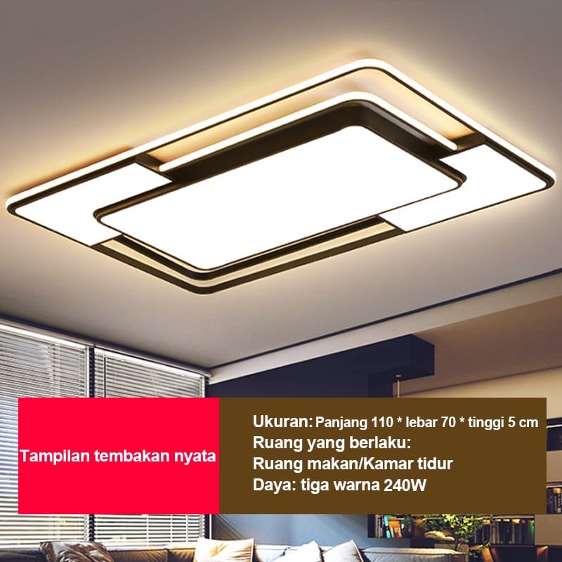 Golden LED PAKET DISKON 3Pcs Lampu Plafon LED 3 Warna Bentuk Persegi Gaya Nordic Minimalis Untuk Dekorasi Ruang Tamu / Kamar Tidur Paket Diskon (KJ011B, KJ010, KJ09)